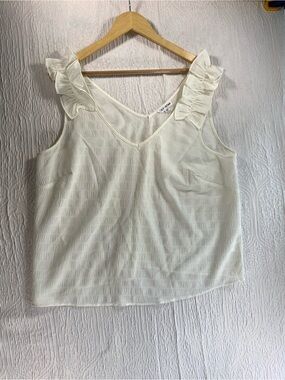 Lily Star Cream Ruffle Shoulder V-Neck Camisole